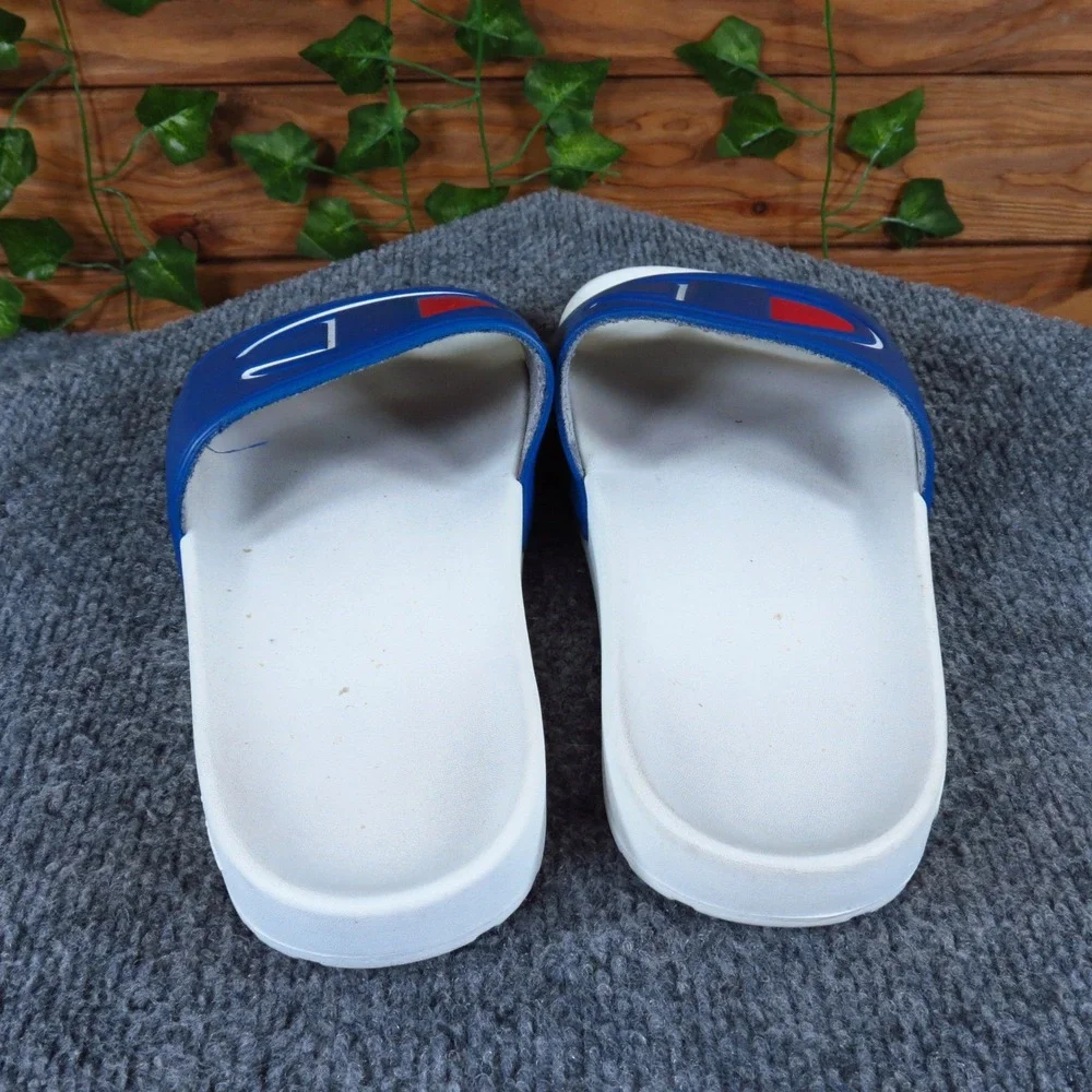 Champion IPO Men Slide Sandals Size 7 Athletic Pool‎ Shower Royal Blue White